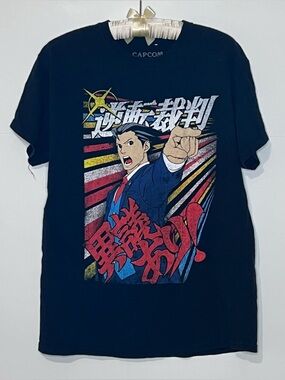 Capcom Pheonix Wright Ace Attorney Igiari Objection Graphic T-shirt Size S Anime